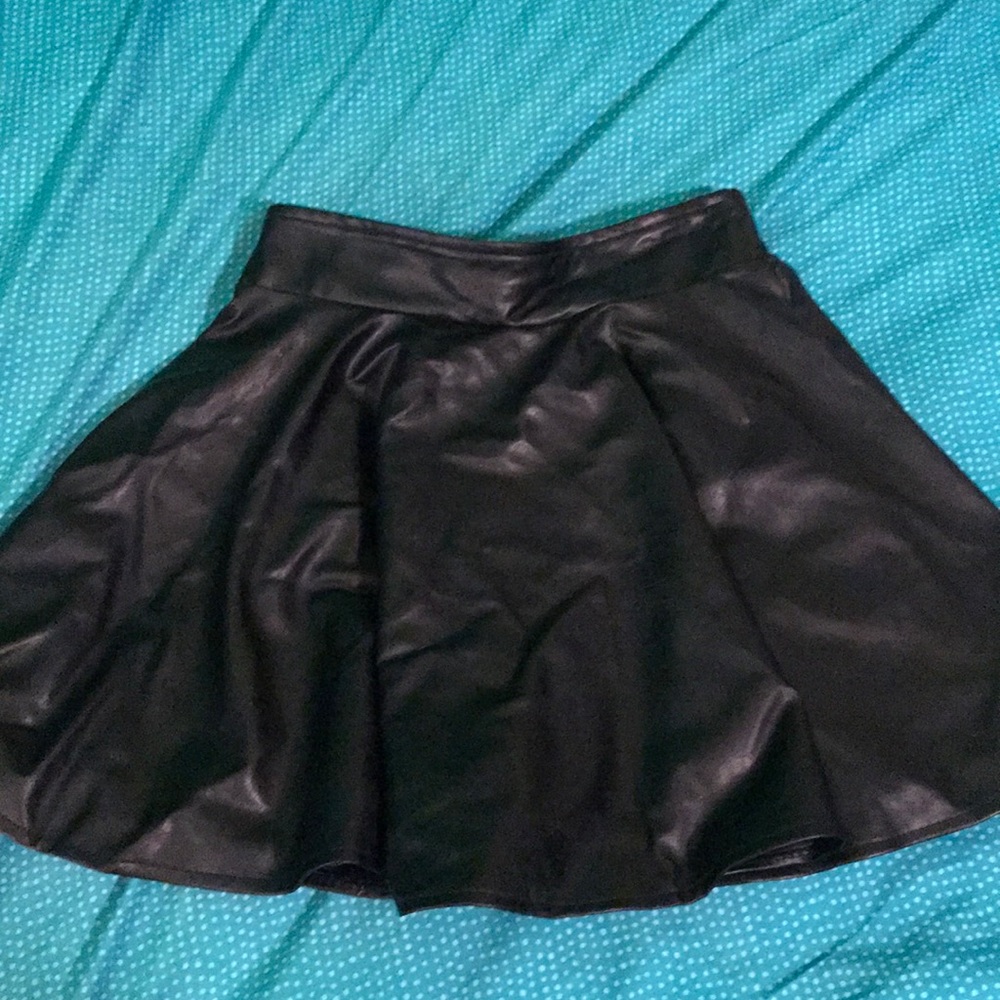 black leather skater skirt